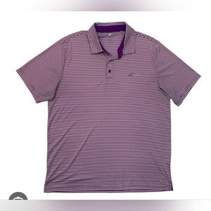 Greg Norman Collection Purple and White Striped Polo - Size L